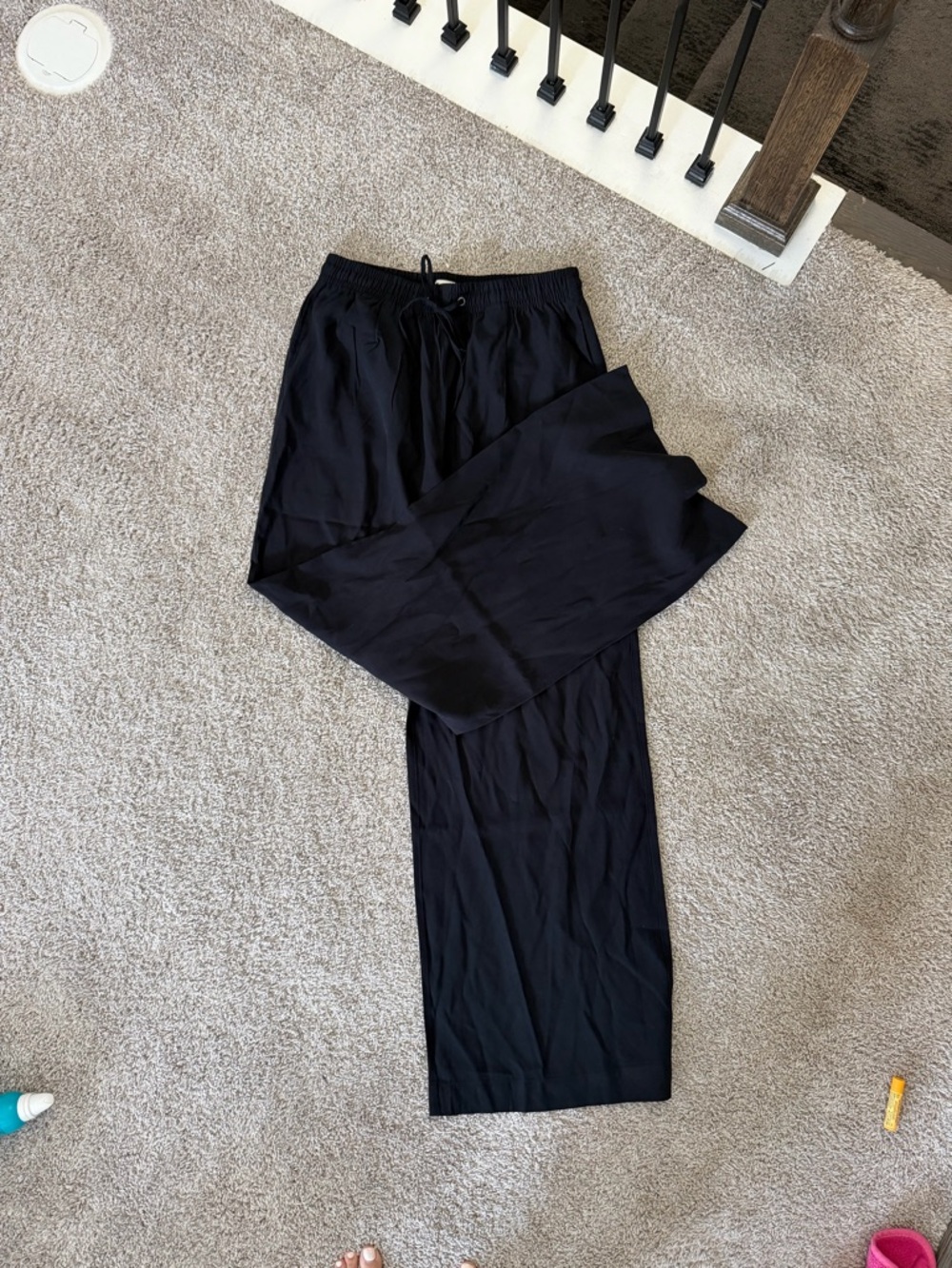 NWT American Tall Women's Black Drawstring Wide-Leg Trousers